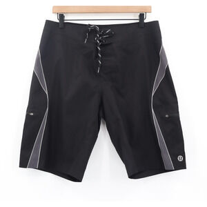Lululemon Men's Board Shorts Octagon Logo Black Sz 34
